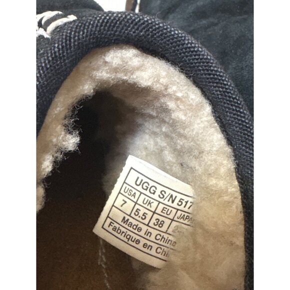 Ugg Black Suede Sheepskin Lined Clog Slippers Size 7 - Picture 5 of 7